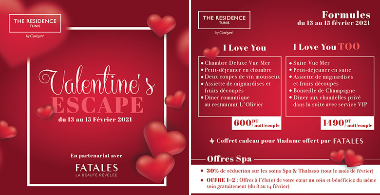 The Residence Tunis Decouvrez Leurs Offres Romantiques Pour La Saint Valentin